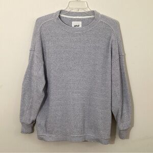 NEW Aerie Oversized M Getaway Waffle Sweatshirt Gray White